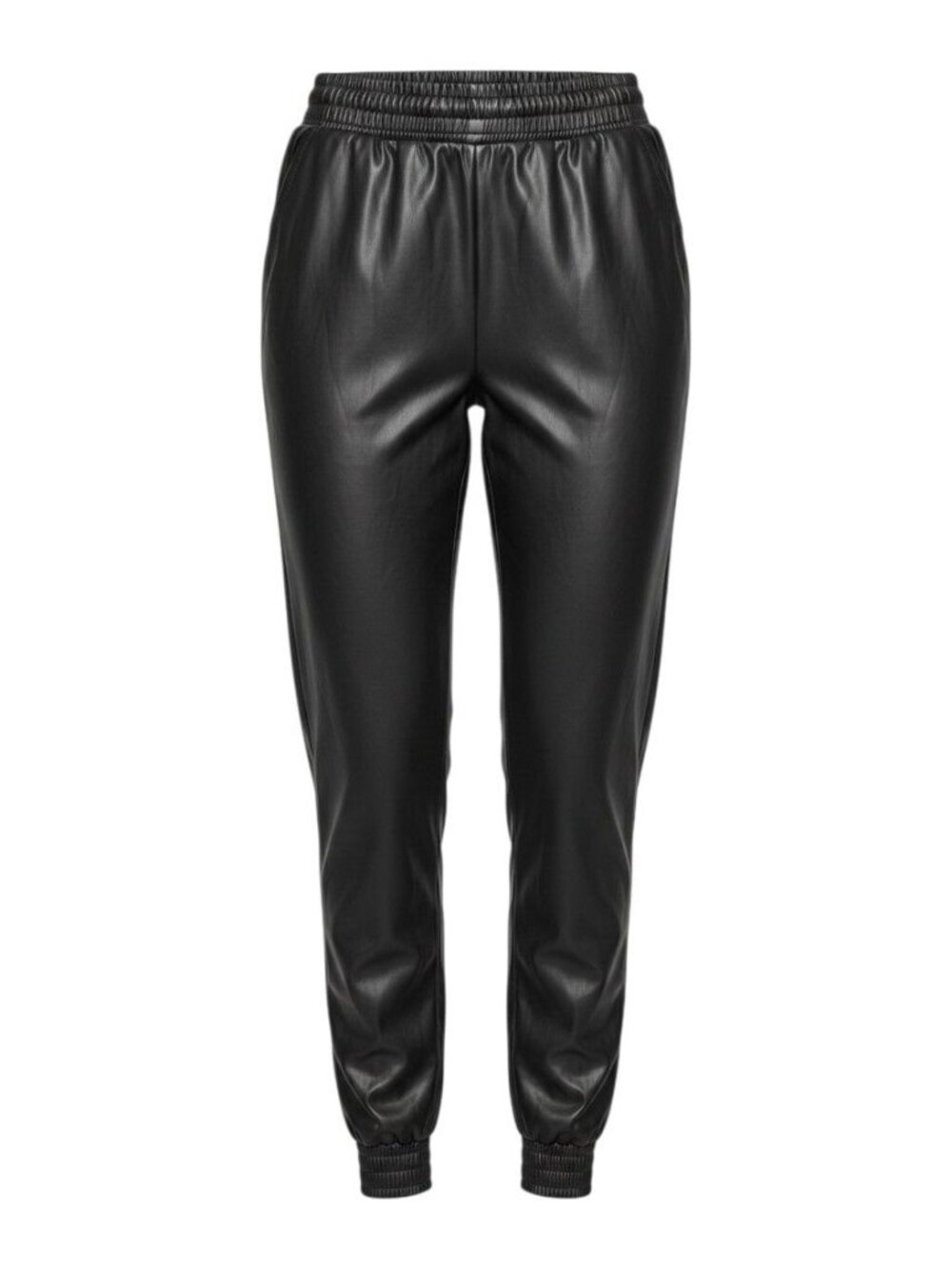 Love 8 Black Faux Leather Jogger Pants Elastic Waistband & Cuffs 3XL